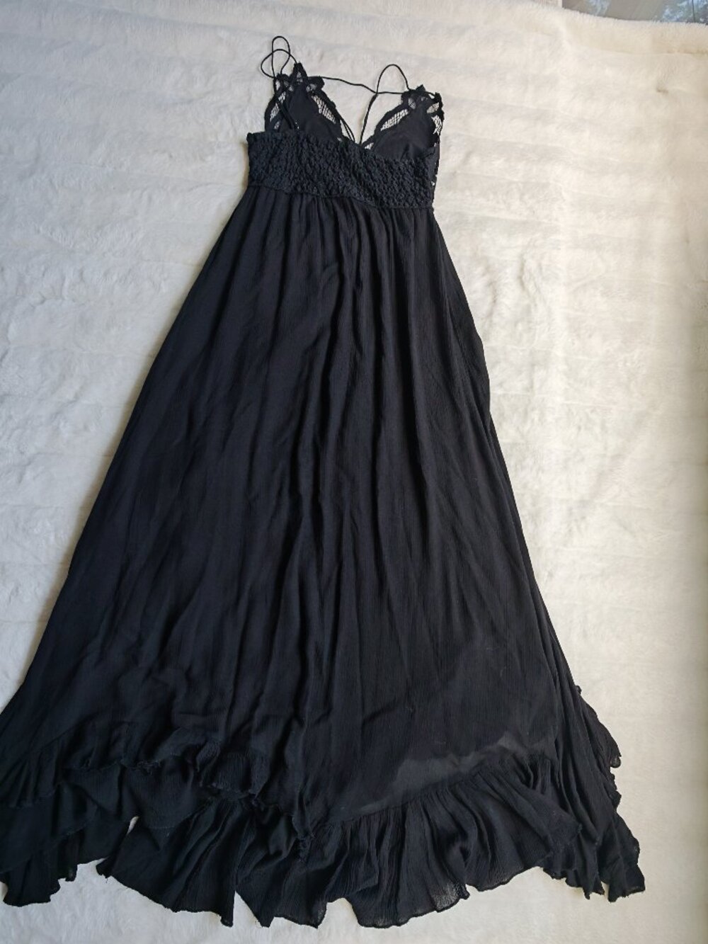 Free People Adella Maxi Slip Dress Black Lace Boho Festival Maxi Size M - Picture 12 of 14